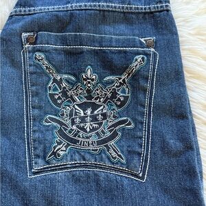 Men's Blue Denim Jinza Jeans with Embroidered Design